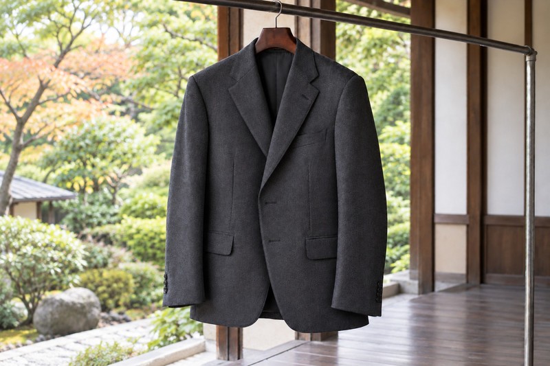 風通しのよい日陰に吊るした秋冬のジャケット